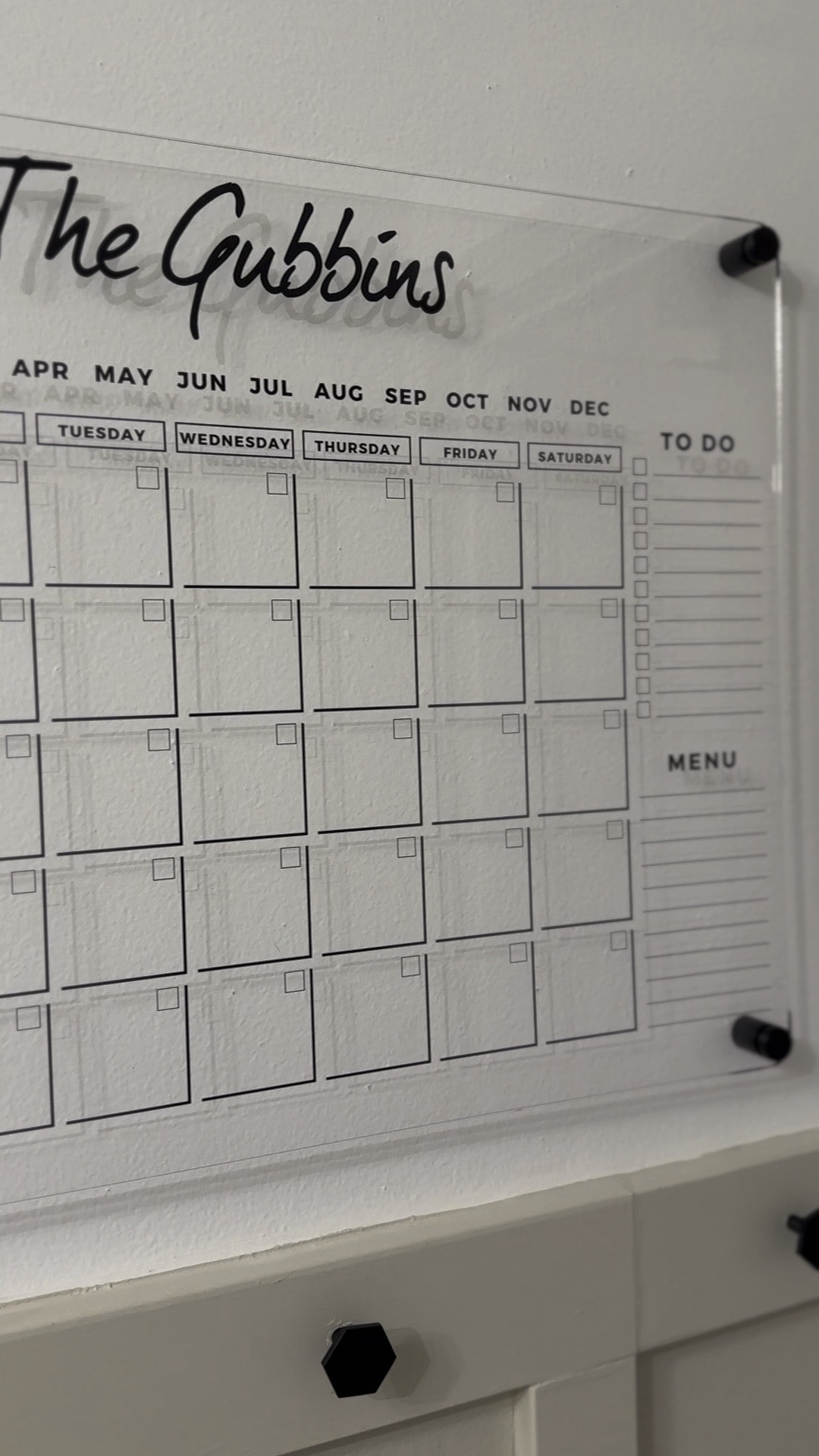 Loving this calendar from a Small Business on Amazon! 

What I have -
24x18”
Clear 
Black hardware 
HW 3 font option
Notes, To Do & Menu as my side headers 
Black writing 

#LTKfamily #LTKhome #LTKfindsunder100