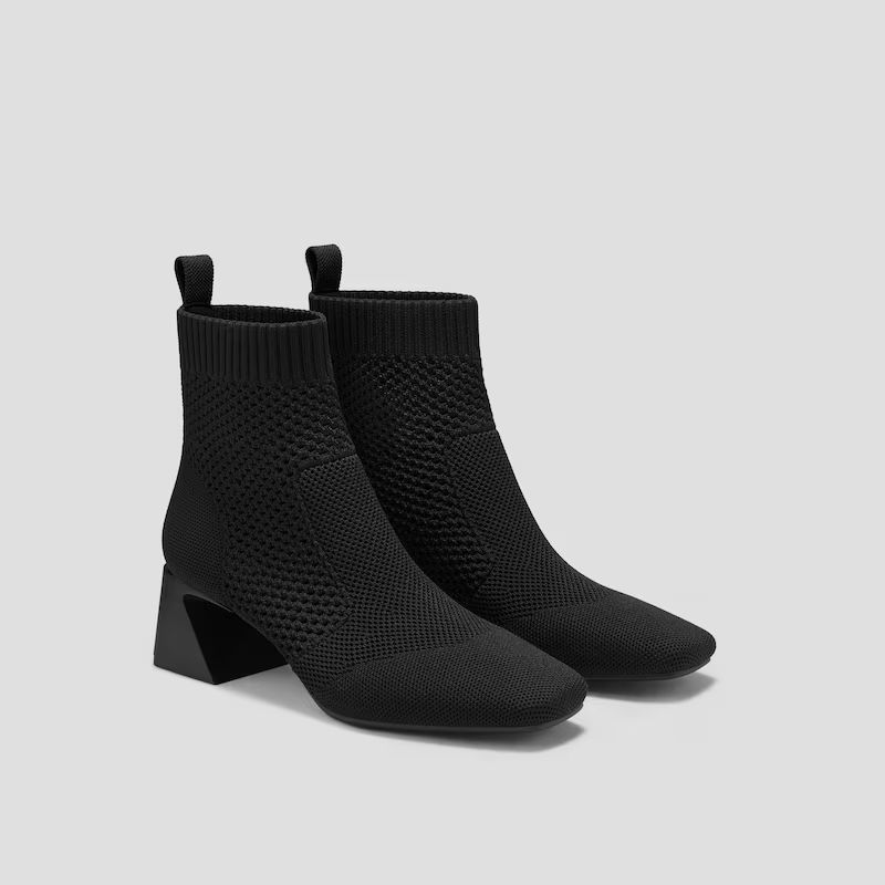 Square-Toe Perforated Heeled Boots (Melissa) | VIVAIA