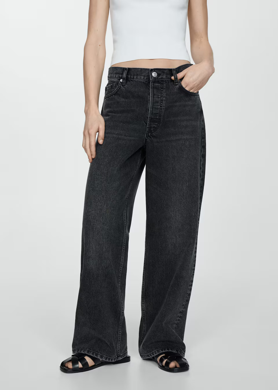 Wideleg mid-rise jeans | MANGO (US)