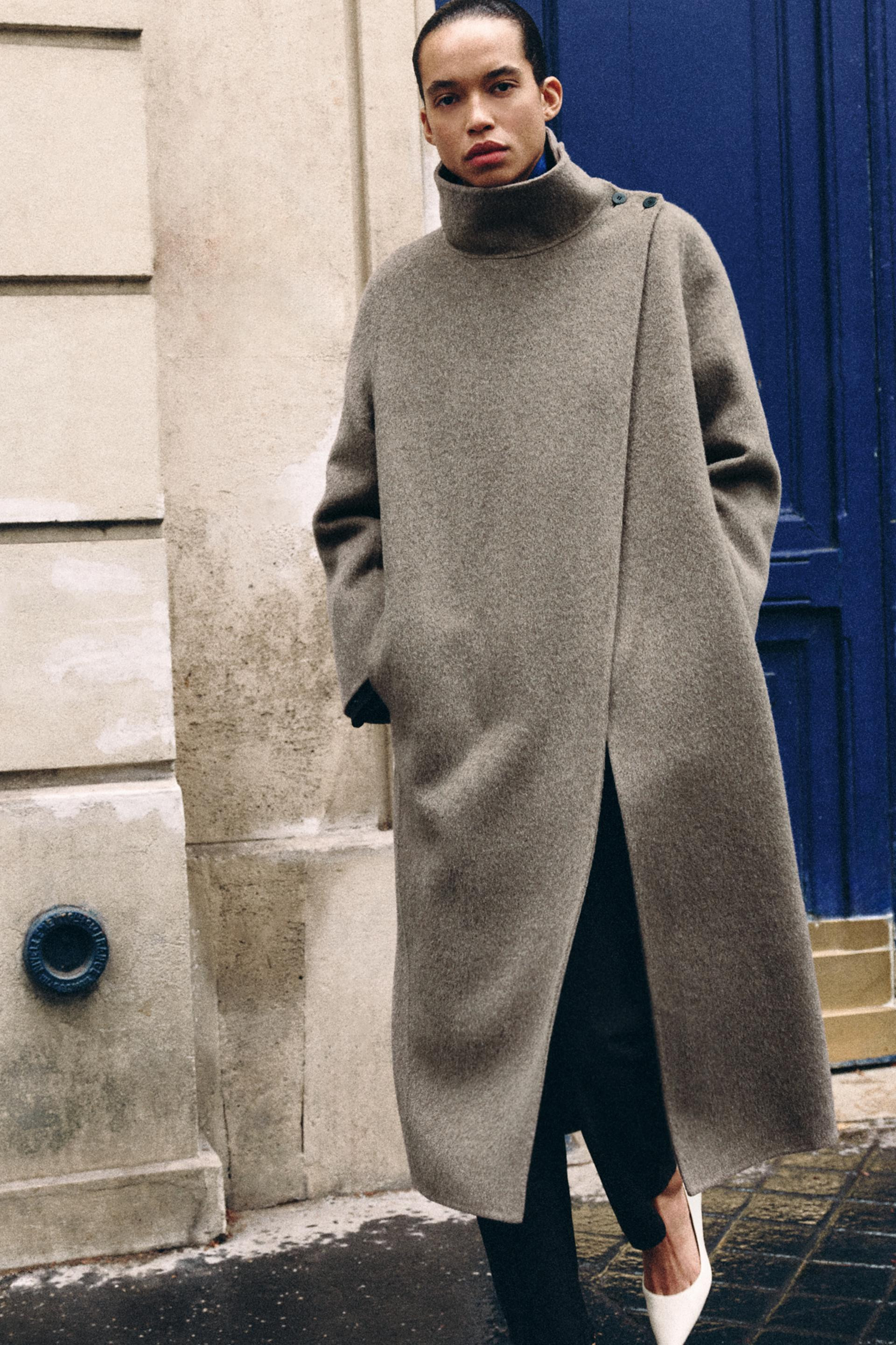 Zara - Zw Collection Limited Edition Long Wool Blend Coat - Women - Ecru - Women | Zara US