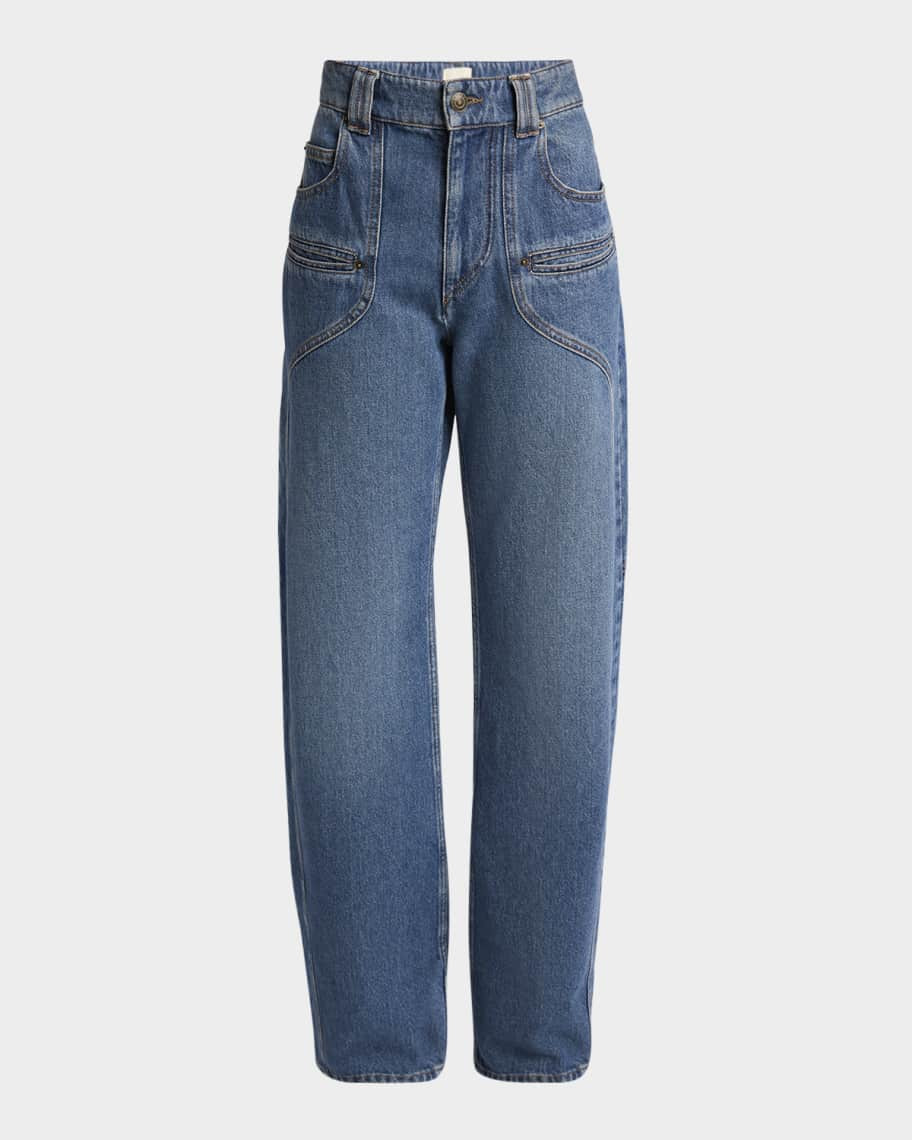 Isabel Marant Betiane Yoked Wide-Leg Denim Jeans | Neiman Marcus