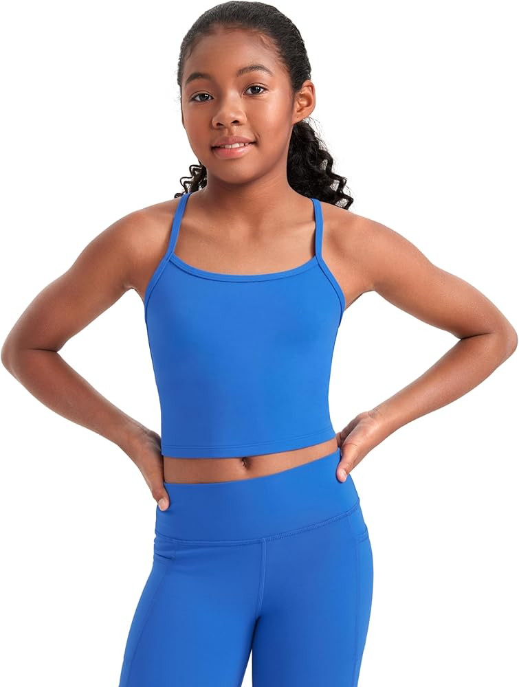 CRZ YOGA Girl Butterluxe Double Lined Sleeveless Tank Tops - Camisole Spaghetti Y Back for Teen K... | Amazon (US)