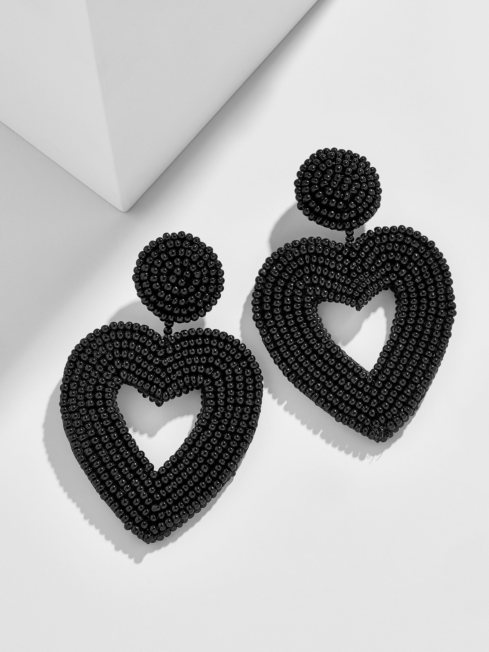 Vionnet Heart Drop Earrings-Black | BaubleBar (US)