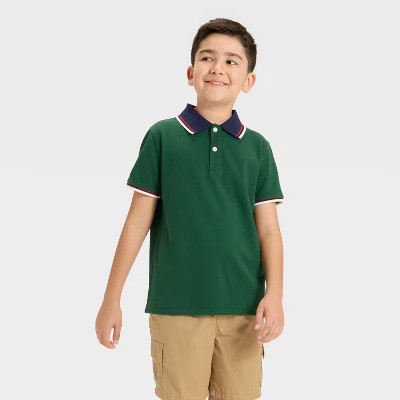 Boys' Short Sleeve Tipping T-Shirt - Cat & Jack™ Dark Green/White/Red XL Husky | Target