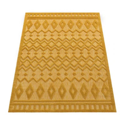 Jacelyn Geometric Machine Woven Polypropylene Indoor / Outdoor Area Rug in Yellow | Wayfair North America