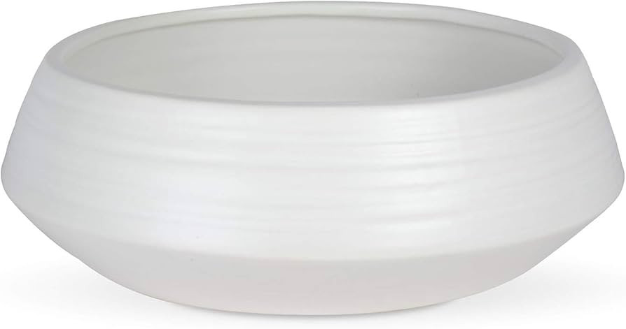 TAOS Pot, White Ceramic Round Planter Bowl, Flower Pot, Indoor Or Outdoor 5" H x 11" W Opening | Amazon (US)