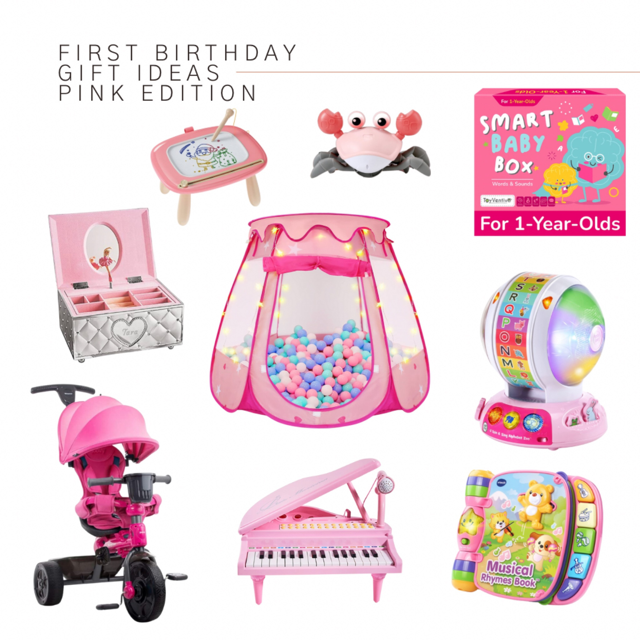 First Birthday 💖PINK💖 Edition Gift Ideas. 

First birthday
Gift ideas 
Girl birthday gifts 
Ball pit
First bike 
Toddler piano 
First jewelry box


#LTKkids #LTKFind #LTKGiftGuide
