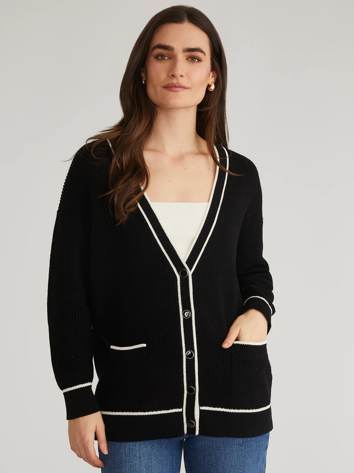 Emma: 100% Cotton Tipped Oversized Cardigan | 525 America