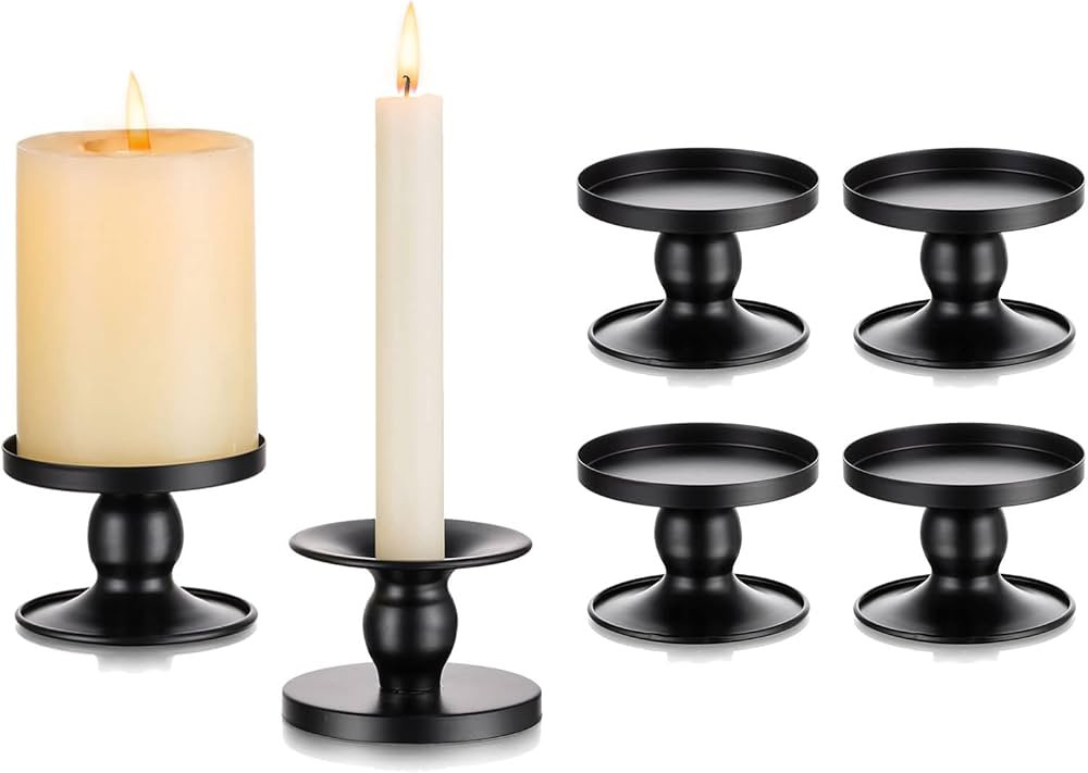 Candle Holders for Pillar Candles, Romadedi Black Pillar & Taper Candle Holder, Small Metal Candl... | Amazon (US)