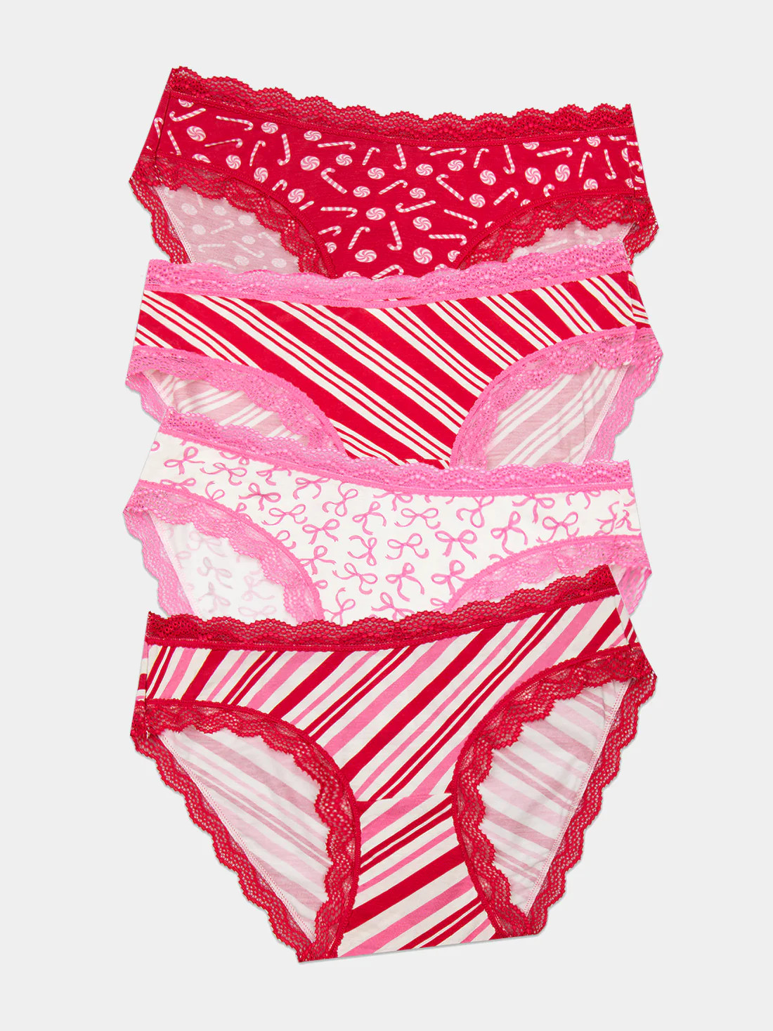 The Original Knicker Four Pack - Candy Cane Wishes | Sustainable TENCEL™ | Stripe and Stare