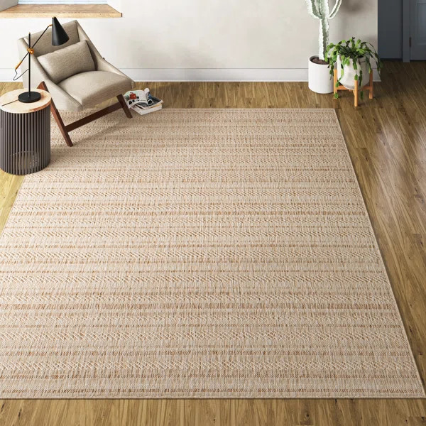 Carllene Bellino Striped Tan Indoor/Outdoor Area Rug | Wayfair North America