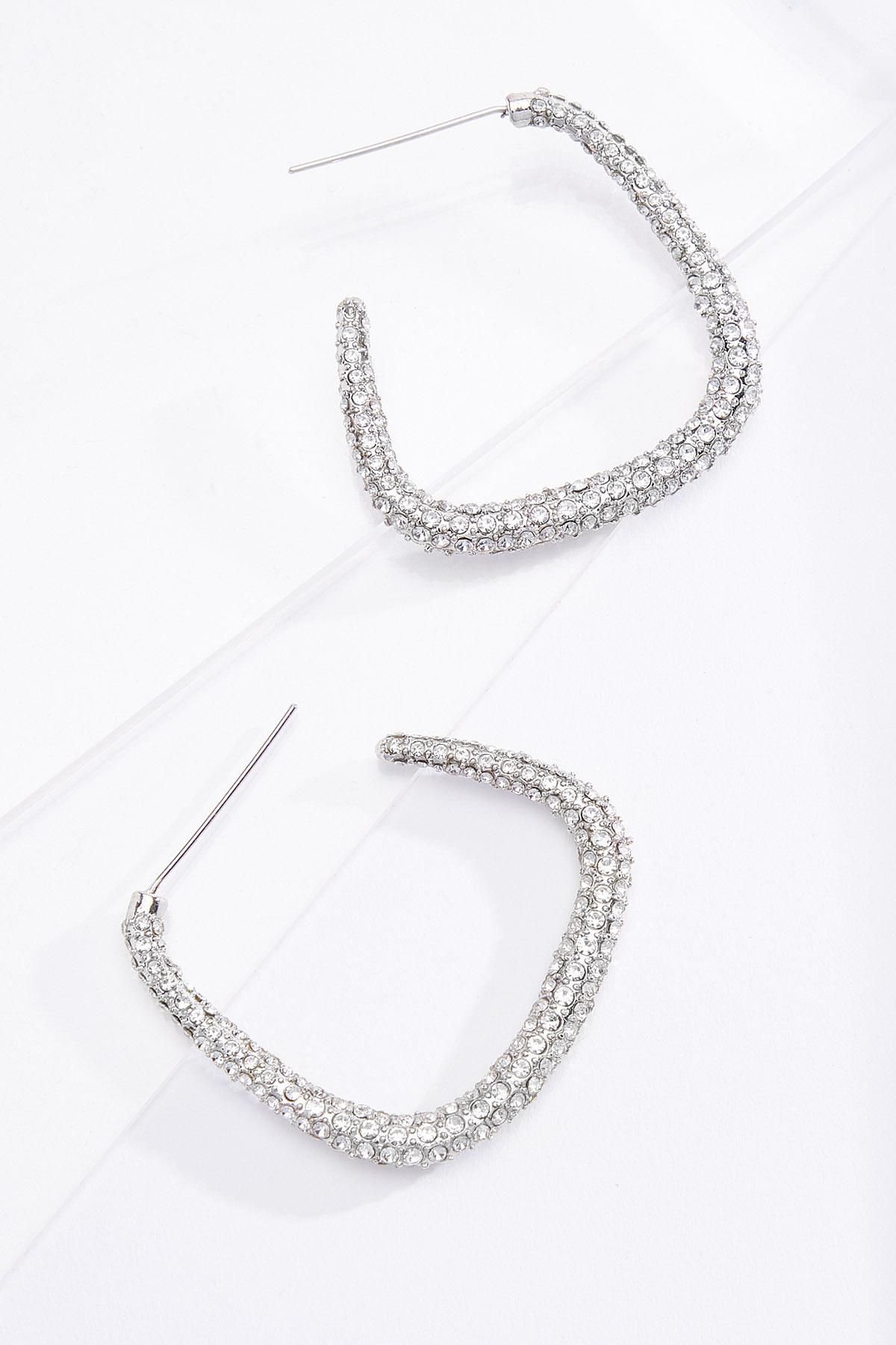 Bling Curved Hoop Earrings | Cato Fashions