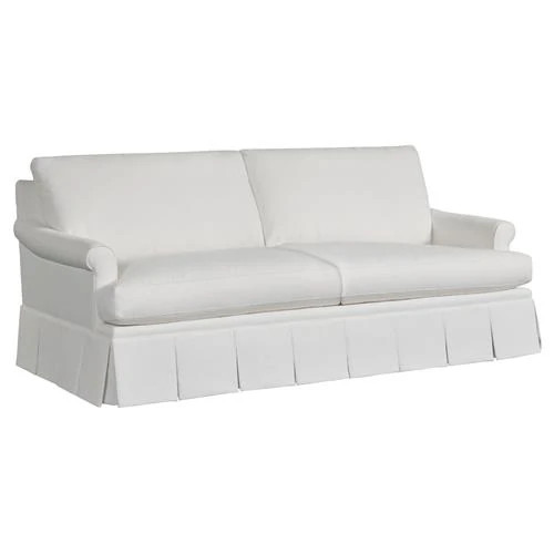 Adley Updated Traditional White Performance Pleated Sofa - 86" | Kathy Kuo Home
