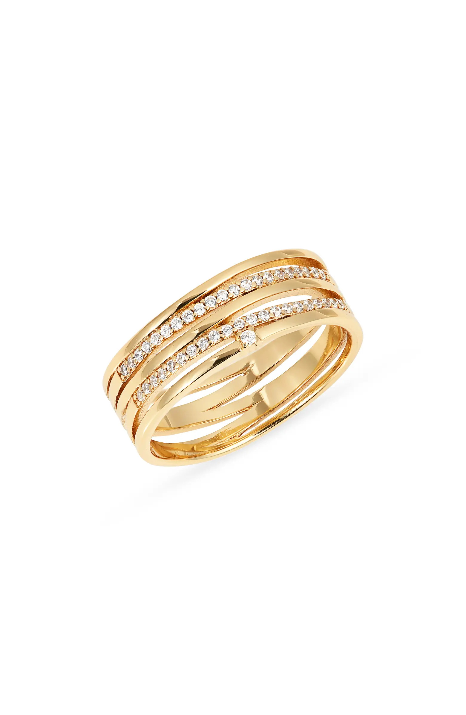 Demifine Cubic Zirconia Crossover Multiband Ring | Nordstrom