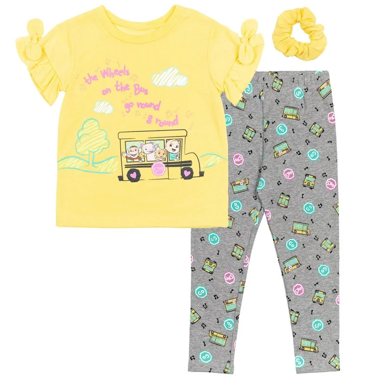 CoComelon JJ Toddler Girls T-Shirt Leggings and Scrunchie 3 Piece Outfit Set Infant to Toddler | Walmart (US)