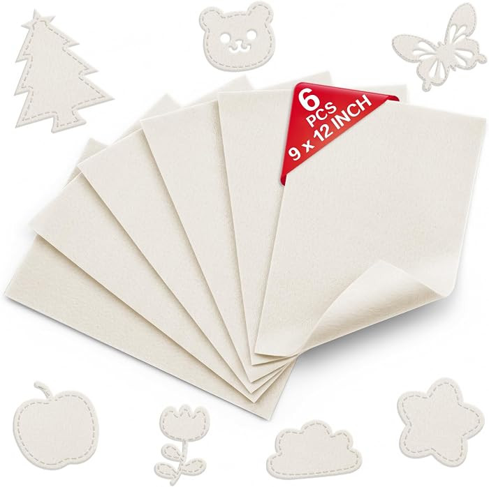 Ivory Felt Sheets for Crafts \u2013 9x12 Inch, 1.6mm Thick, 6 Pack Premium Soft Felt Fabric for S... | Amazon (US)