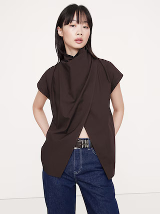 COTTON POPLIN COWL NECK TUNIC | Banana Republic (US)