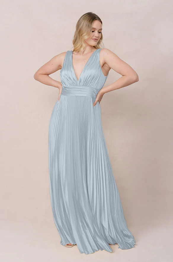 Celine Satin Pleated Dress | Revelry