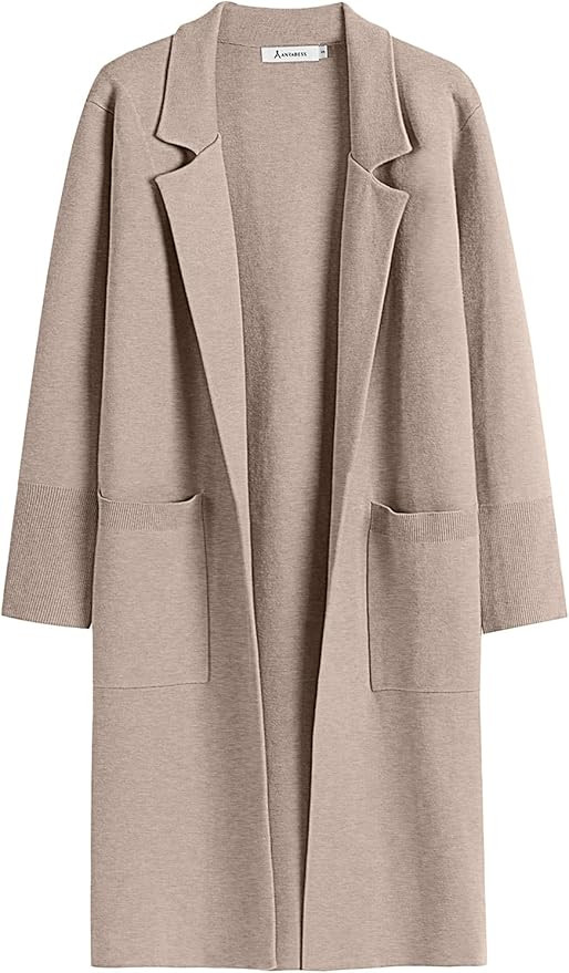 ANRABESS Cardigan for Women Oversized Open Front Sweater Coat Long Sleeve Lapel Blazer Jacket Fal... | Amazon (US)