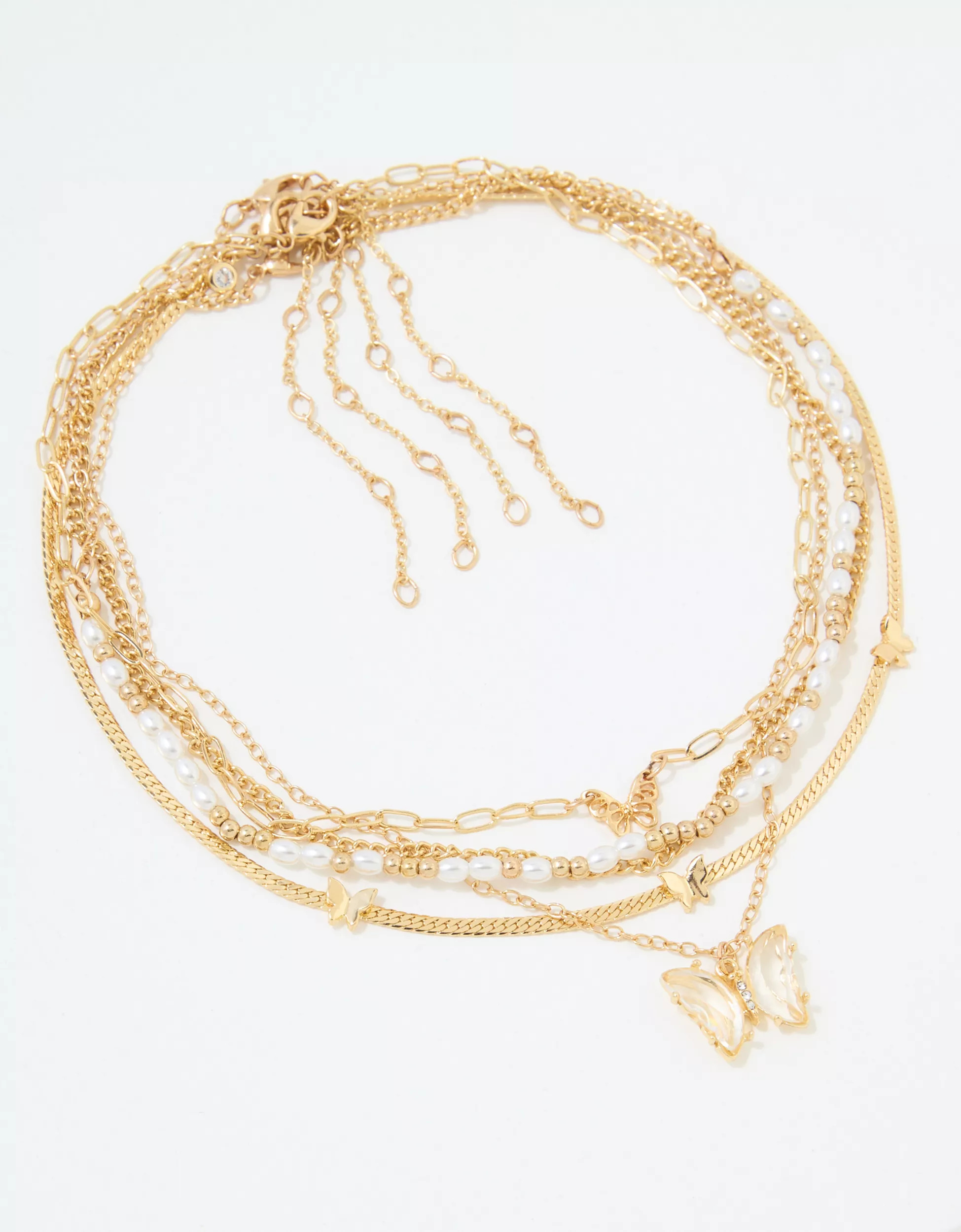AEO Crystal Butterfly Choker 5-Pack | American Eagle Outfitters (US & CA)