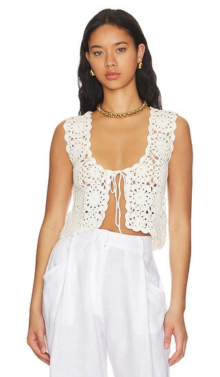 Mae Crochet Tie Top in Ivory | Revolve Clothing (Global)