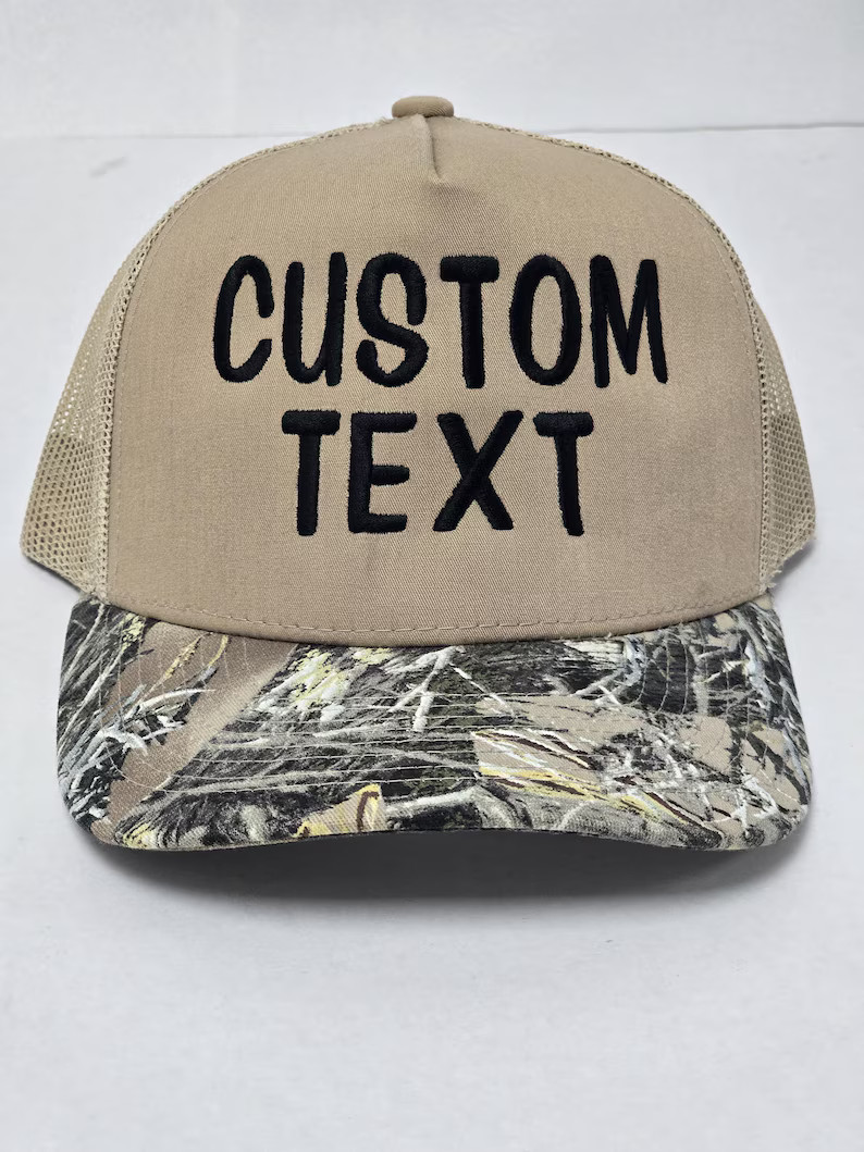 Camo Trucker Mesh Back Structured Custom Text Embroidered Hats Mesh Snapback Personalized Embroid... | Etsy (US)