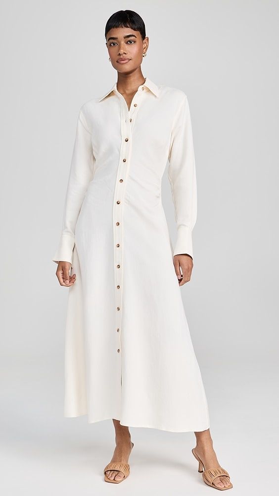 La Ligne Side Pleat Linen Shirt Dress | Shopbop | Shopbop