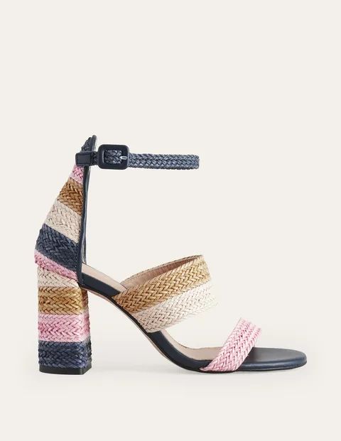 Woven Striped Heeled Sandals | Boden (US)