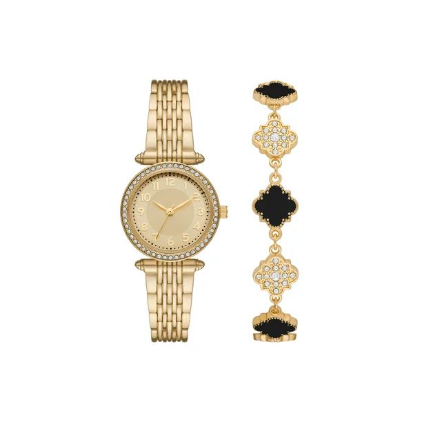 Ladies' Time and Tru Gold Tone Watch and Bracelet Set | Walmart (US)