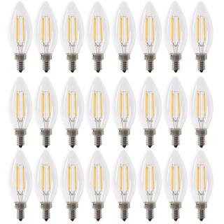40-Watt Equivalent B10 E12 Candelabra Dimmable CEC Clear Glass Chandelier LED Light Bulb in Bright White 3000K (24-Pack) | The Home Depot
