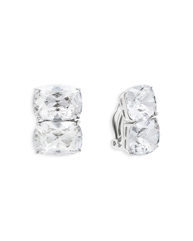Shashi Ricky Diamond Crystal Clip On Stud Earrings in Silver Plated | Bloomingdale's (US)