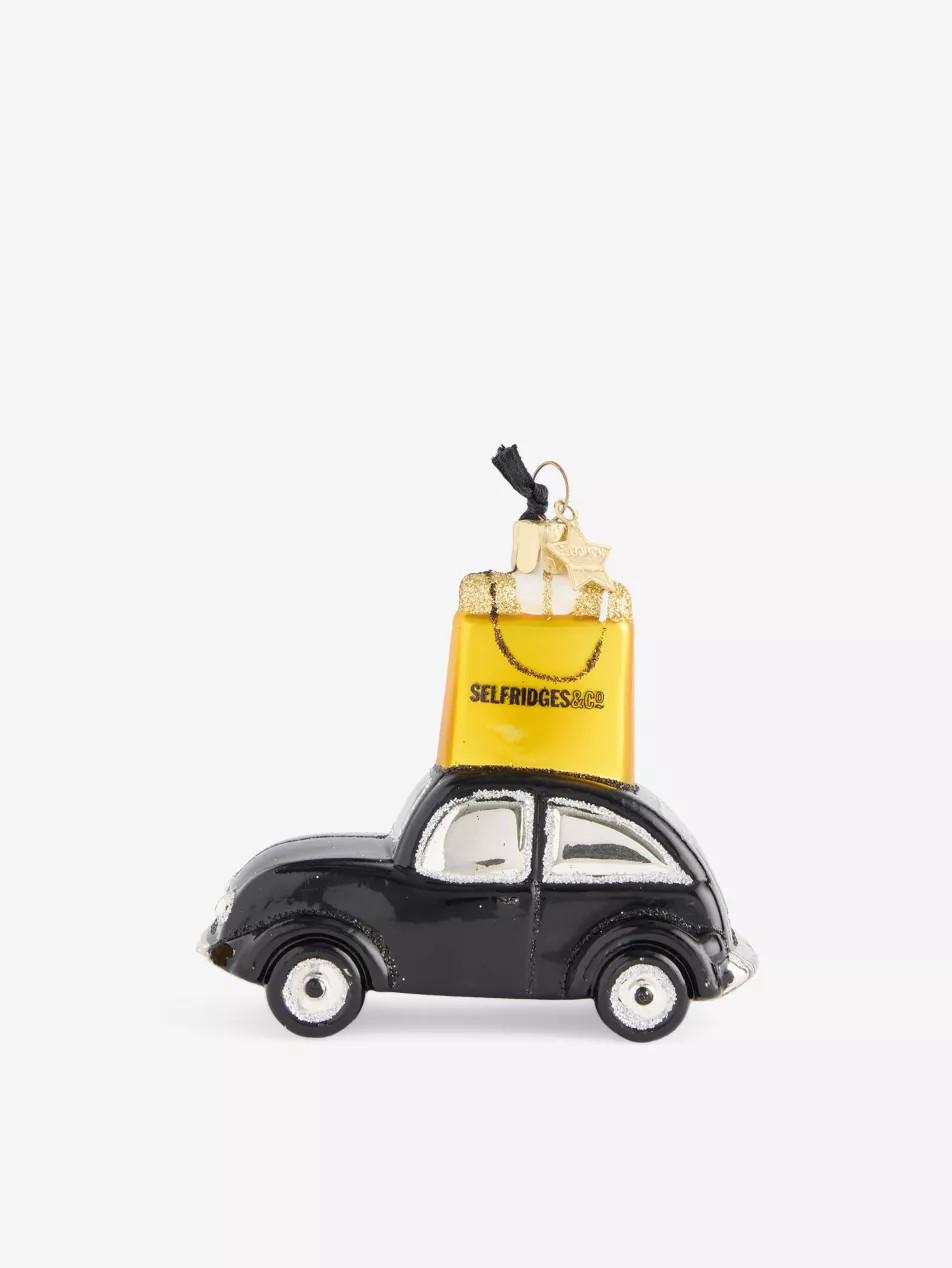 Selfridges Taxi With Bag Glass Hanging Christmas Decoration | Selfridges