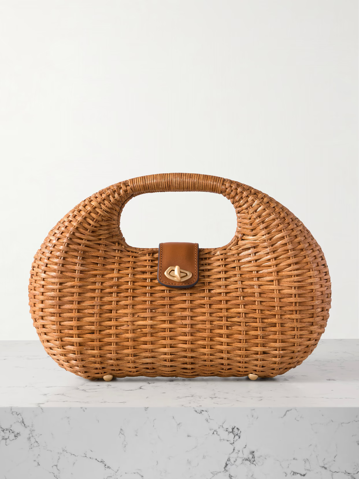 Cult Gaia - Lydia Leather-trimmed Rattan Tote - Neutrals | NET-A-PORTER (US)