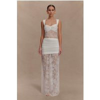 Guinevere Lace And Mesh Maxi Skirt / Ivory | MESHKI | XXL | MESHKI US