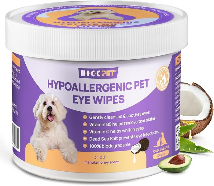 HICC PET Eyes Wipes for Dogs & Cats - Gently Remove Tear Stain, Debris, Discharge, Crust - Coconu... | Amazon (US)