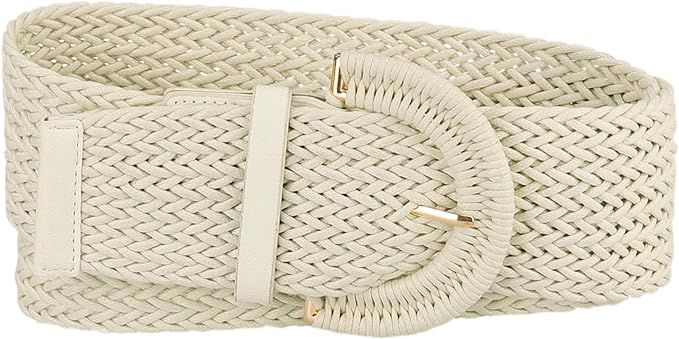 Allegra K Womens Wide Woven Waist Belts Braided Belts for Dress Chunky Buckle | Amazon (US)