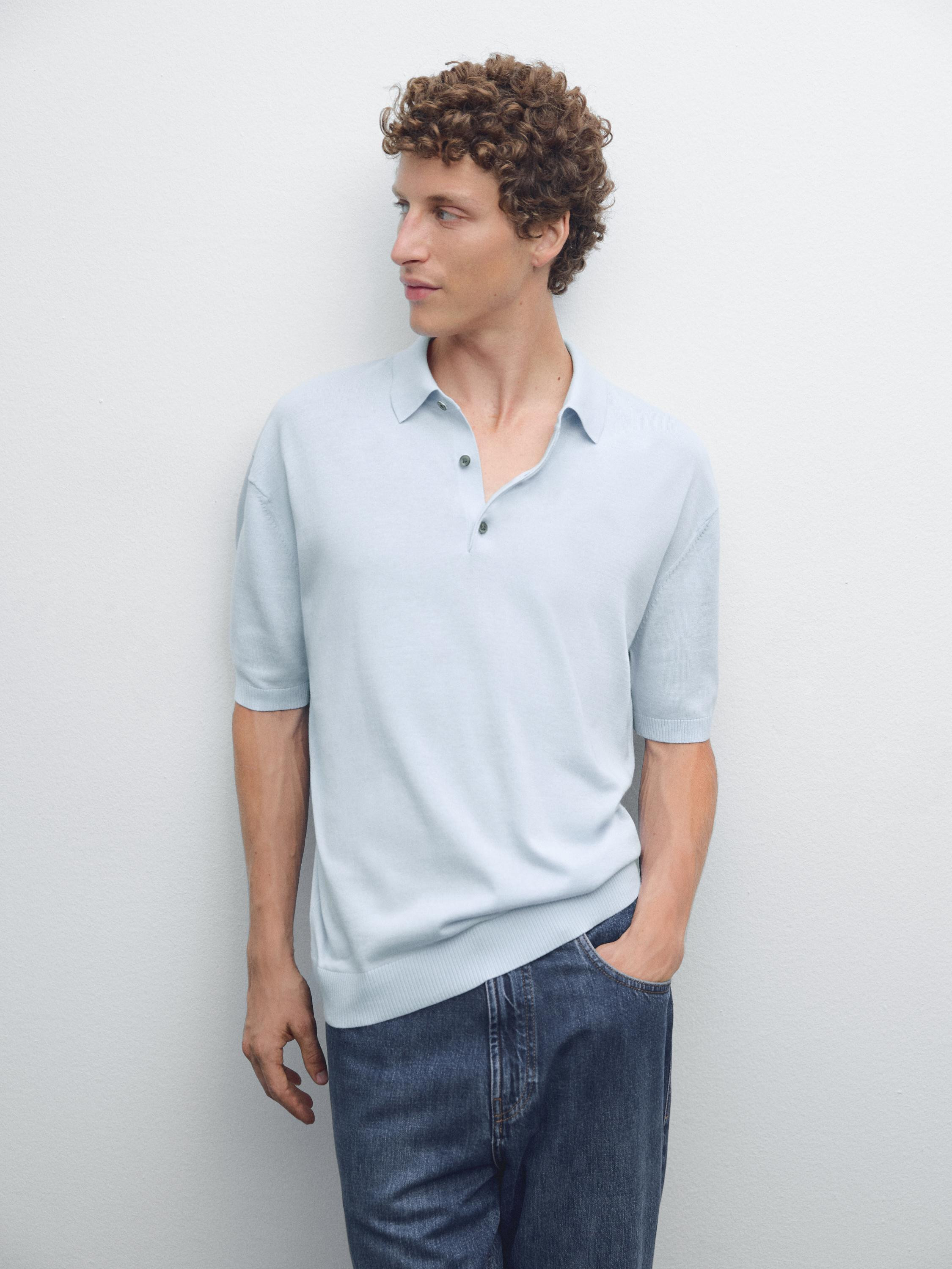 Short sleeve knit polo shirt | Massimo Dutti US