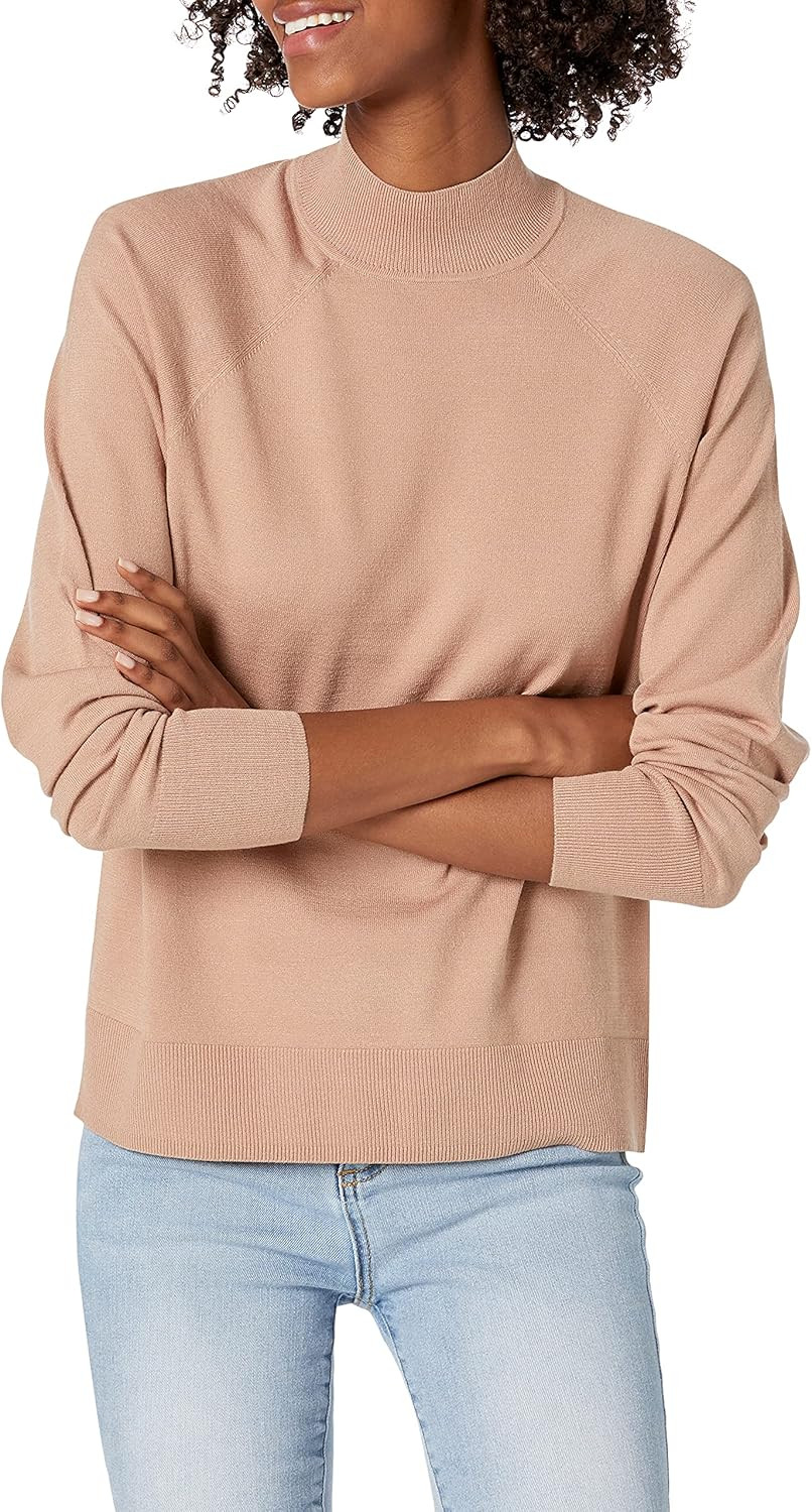 Amazon Brand - Daily Ritual Women's Fine Gauge Stretch Mockneck Pullover Sweater | Amazon (US)