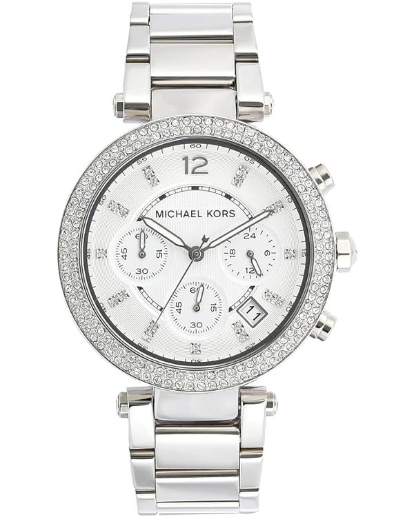 Michael Kors Parker Women's Watch, Stainless Steel and Pavé Crystal Watch for Women with Steel, ... | Amazon (US)