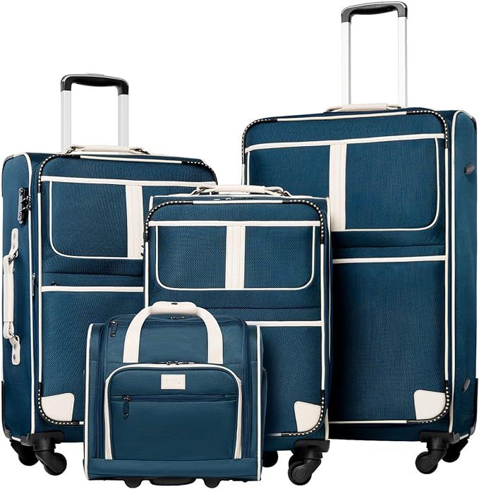Coolife Luggage 4 Piece Set Suitcase Expandable TSA lock spinner softshell | Amazon (US)