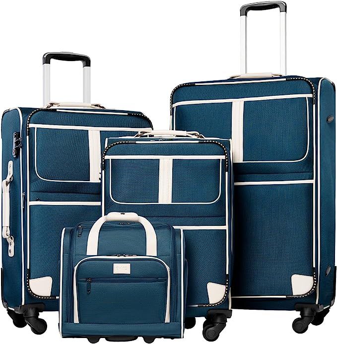 Coolife Luggage 4 Piece Set Suitcase Expandable TSA lock spinner softshell | Amazon (US)