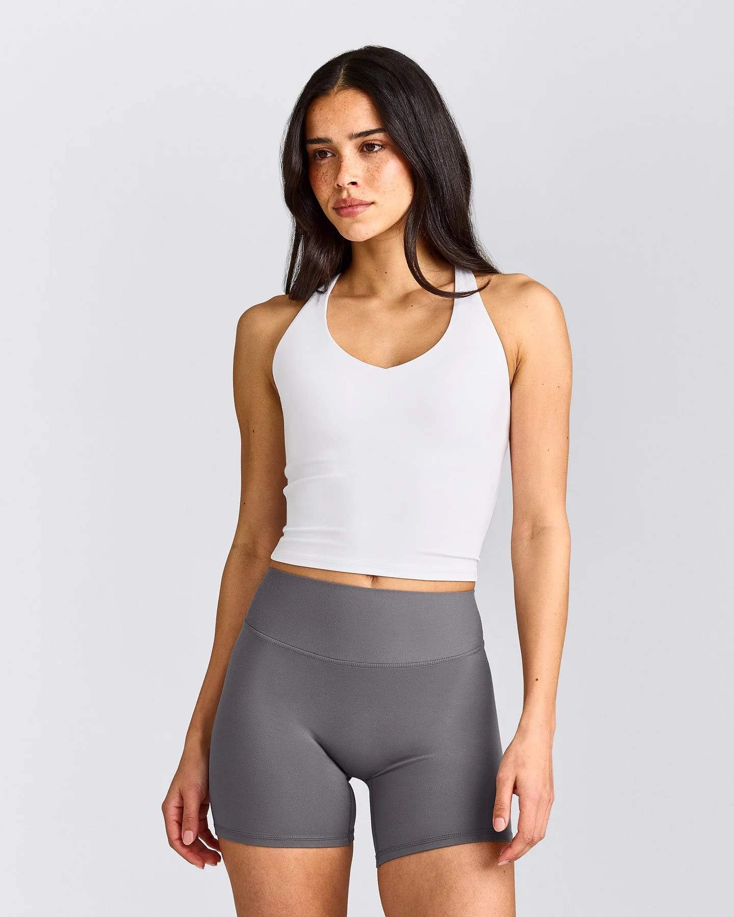 SoftMotion\u2122 Racer Back Mid Tank Top With Built in Bra Shelf 
 White | Oner Active (UK / US)