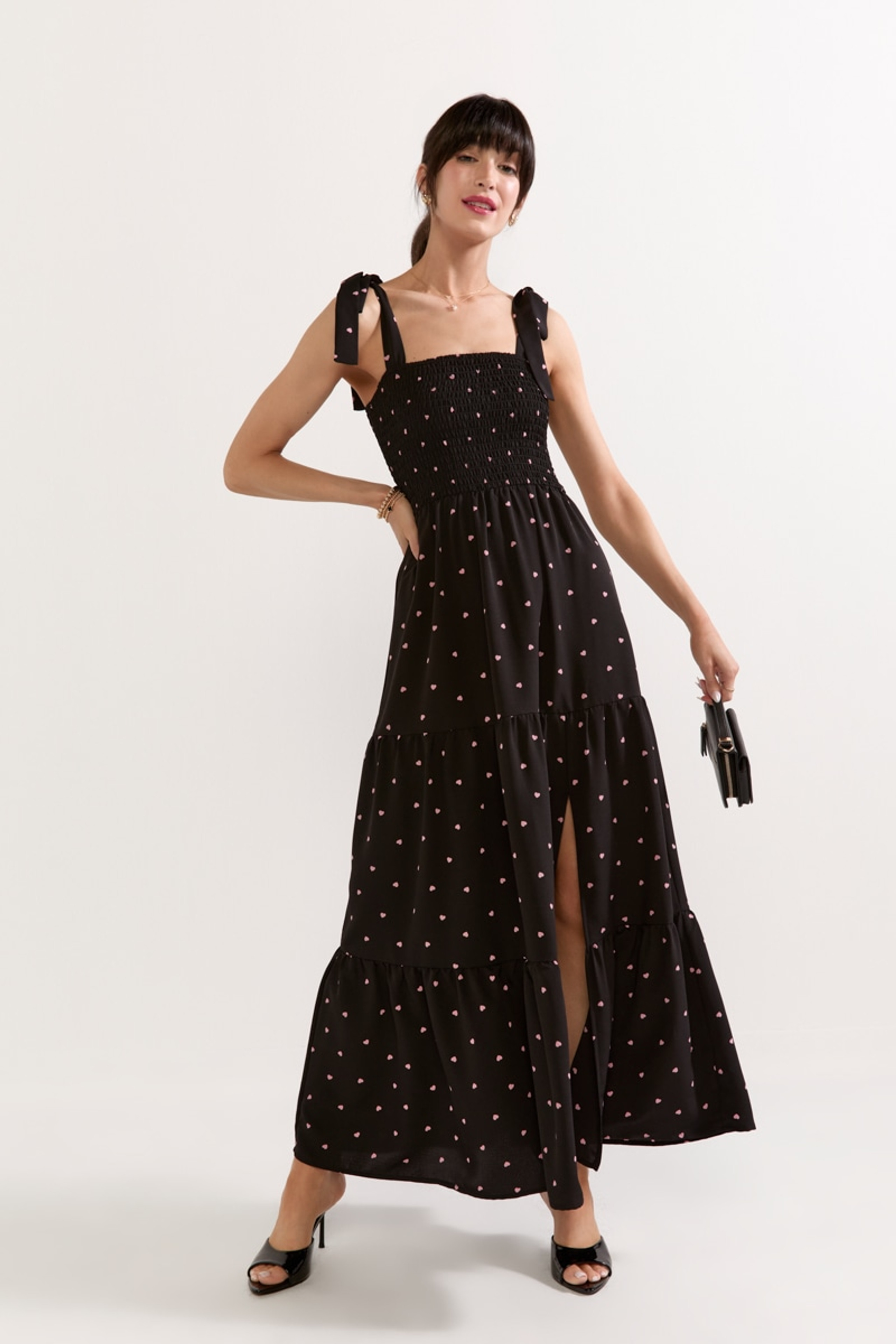 Ramona Heart Pattern Tiered Maxi Dress | Francesca's