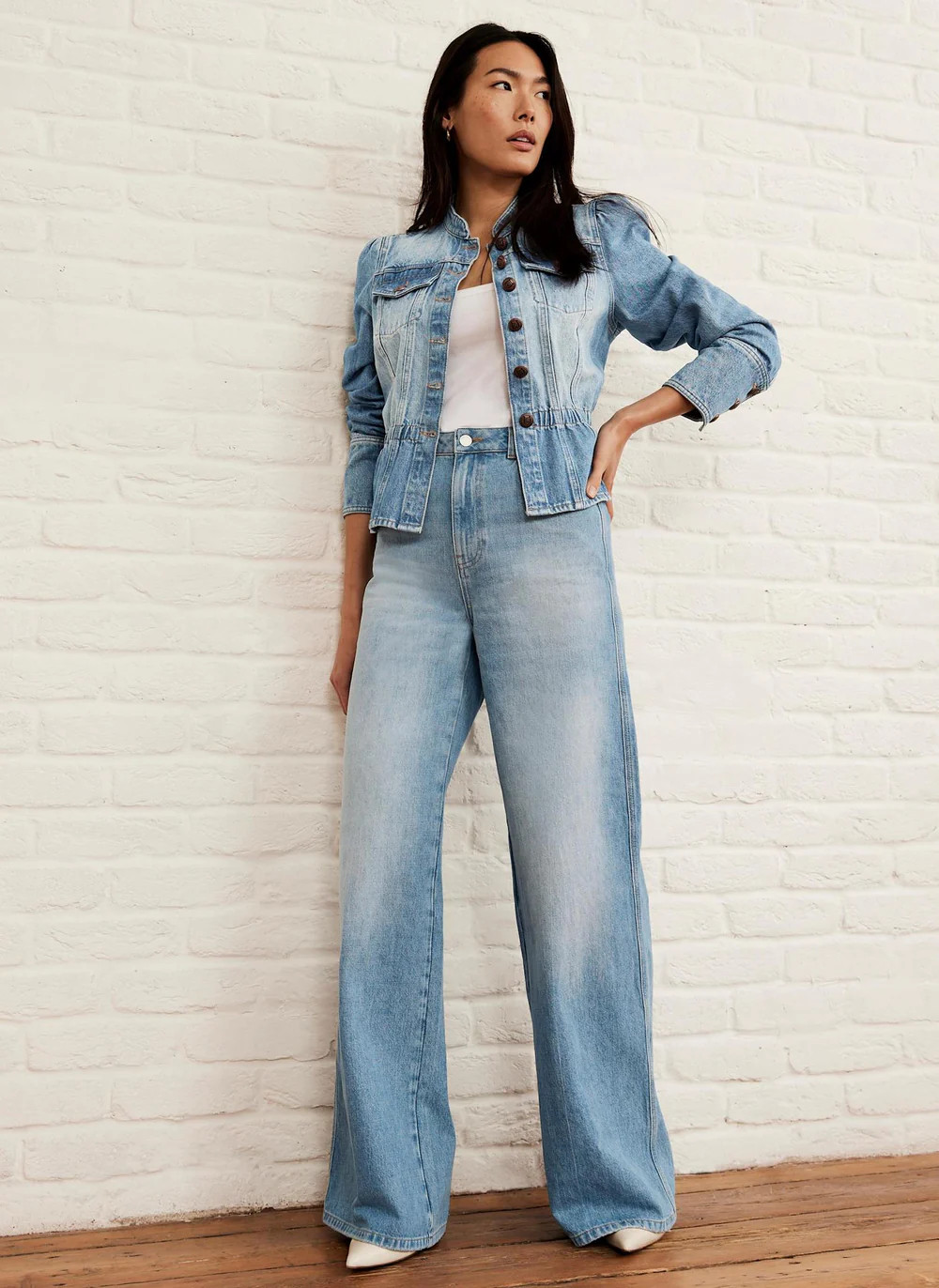 Light Indigo Wide Leg Jeans | Mint Velvet