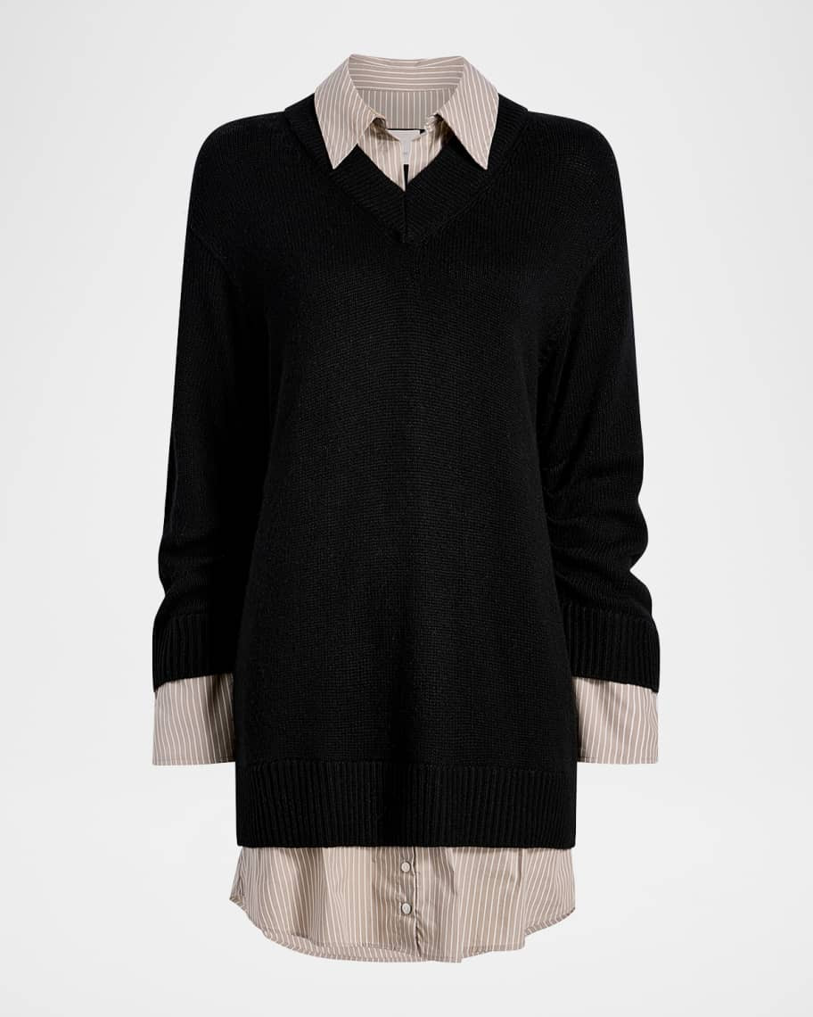 Santina Collared Combo Mini Dress | Neiman Marcus