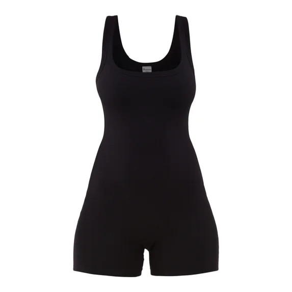 No Boundaries Cotton Stretch Ribbed Cozy Romper, Women’s XS-XXXL | Walmart (US)
