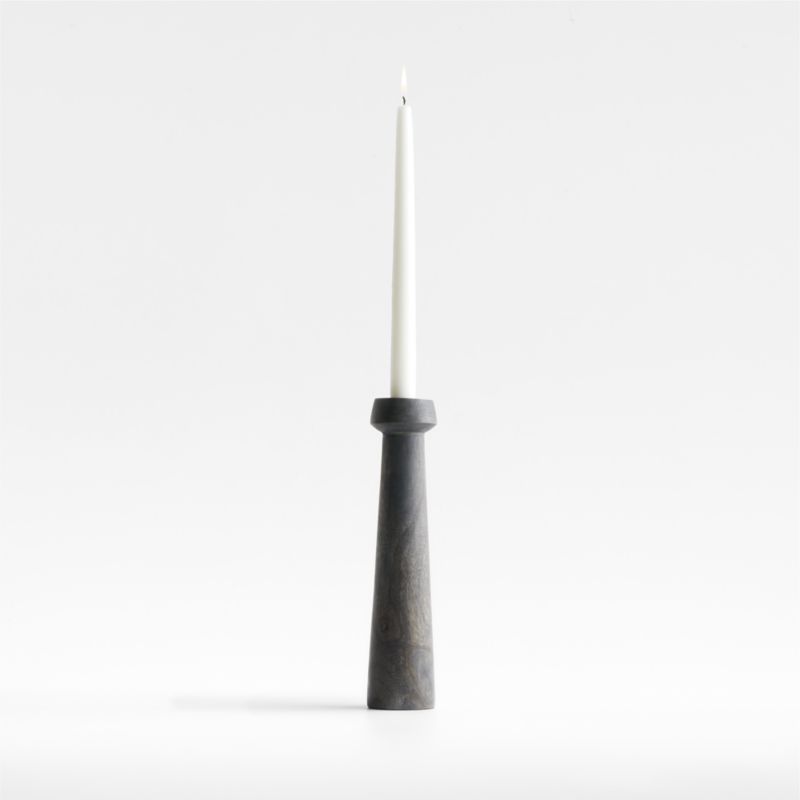 Katin Large Black Wood Taper Candle Holder 11.5" + Reviews | Crate & Barrel | Crate & Barrel