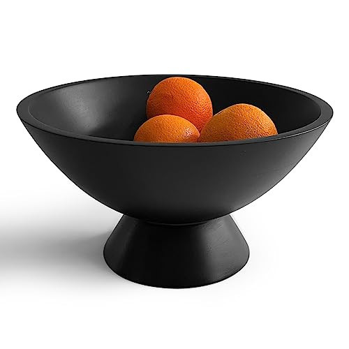 Fairwood Way - Black Pedestal Bowl - 10 Inch, Wide Black Footed Bowl as Fruit, Key, Decorative, Candy Holder or Centerpiece, Wooden Bowl Decorative for Kitchen, Dining Table & Modern Home Accessories | Amazon (US)