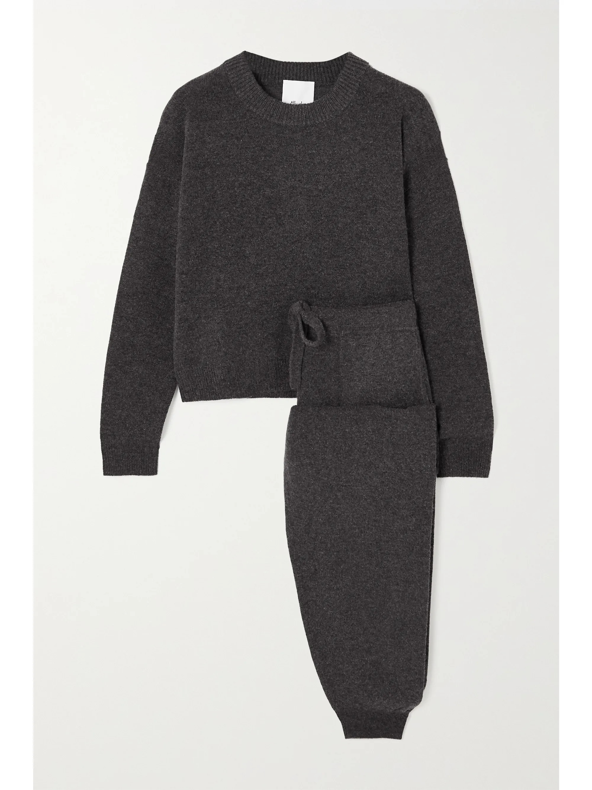 Gray Wool and cashmere-blend sweater and track pants set | Allude | NET-A-PORTER | NET-A-PORTER (US)