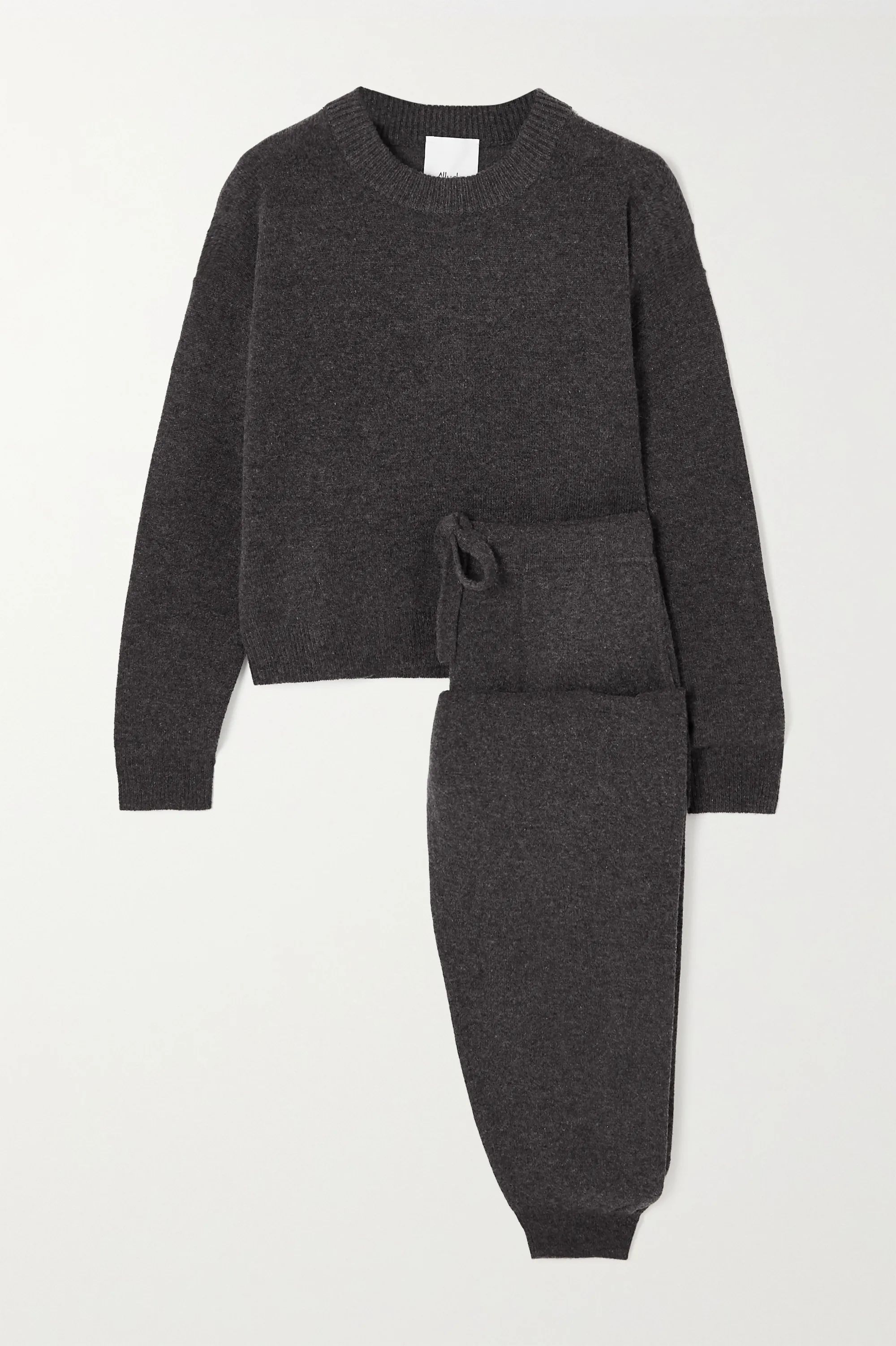 Gray Wool and cashmere-blend sweater and track pants set | Allude | NET-A-PORTER | NET-A-PORTER (US)